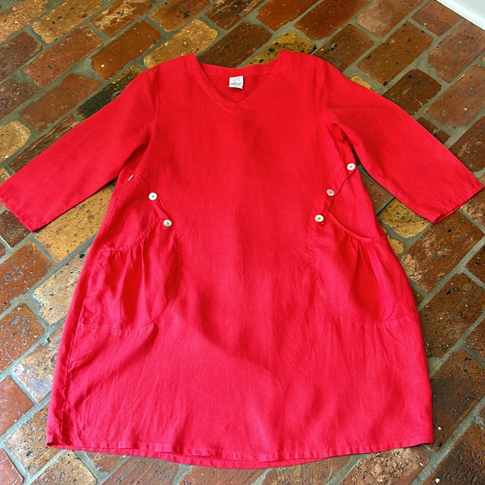 Match Point %100 linen dress sz Large - Picture 7 of 11